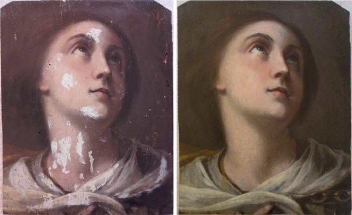 Il restauro della tavoletta del XVII secolo raffigurante Santa Lucia